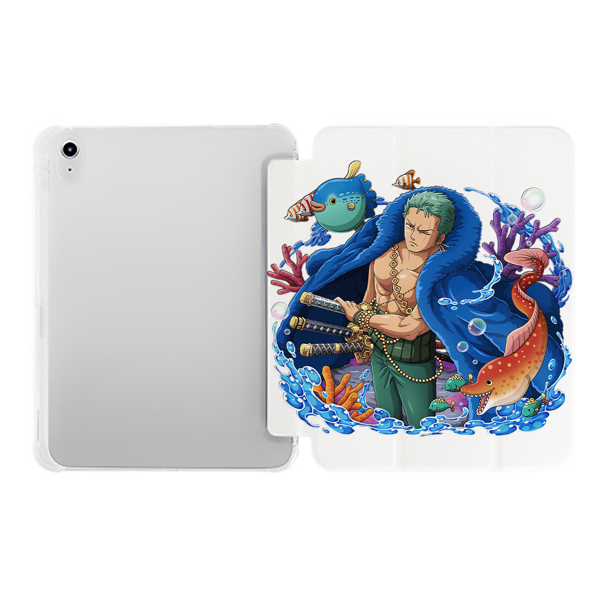 （画像用） ワンピース ロロノア・ゾロ ONE PIECE Roronoa Zoro IPad ケース ペン収納付き 三つ折りスタンド PUレザー×シリコン 対応機種9.5/10.5/10.9インチ